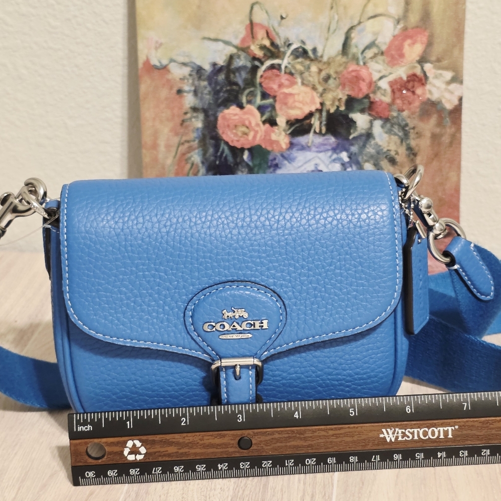 Coach Amelia 6.5" Small Saddle Bag Bright Blue CP001 Leather Limited Edition 💙 - Picture 13 of 16